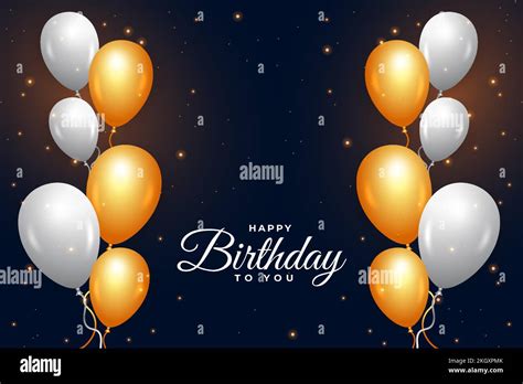 Birthday Banner With Golden And White Balloons Happy Birthday Social