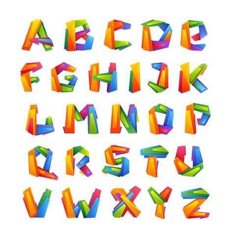 Letras Del Alfabeto De Colores En Estilo Low Poly Vector Premium