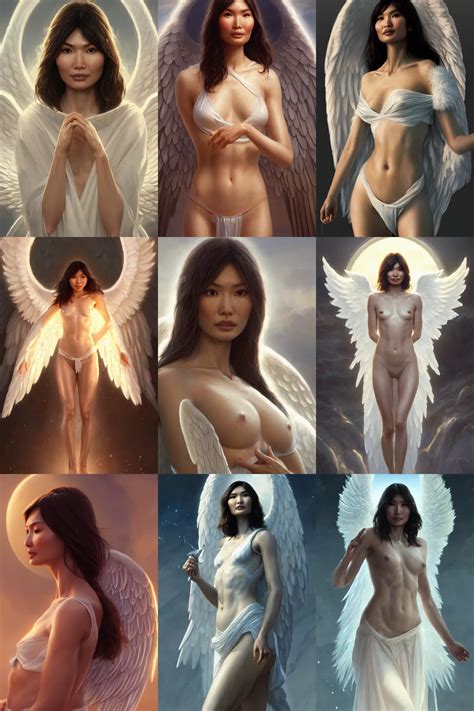 Gemma Chan As A Heavenly Angel Anatomy Bathed In Stable Diffusion