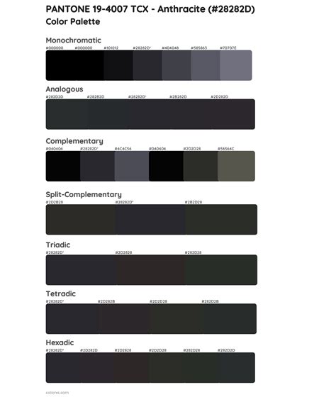 Pantone 19 4007 Tcx Anthracite Color Palettes