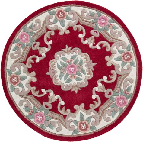 Traditional Round Original Classic Aubusson Floral 100 Wool Hand