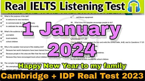 1 January 2024 IELTS Listening Test With Answers IELTS EXAM