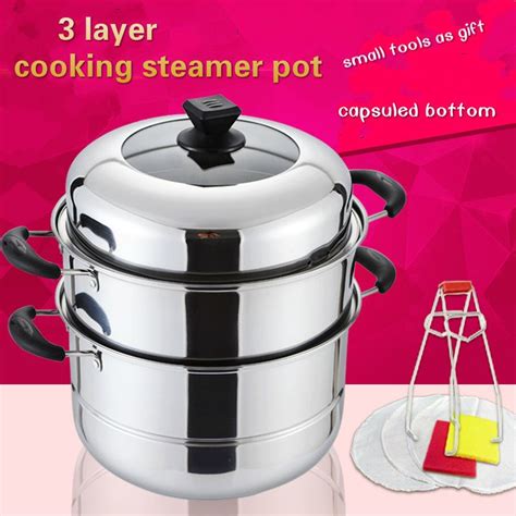 Double Boilers 3 Layer Stainless Steel Steamer Pot Thick Multilayer