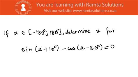 Trigonometry Co Ratios Finding Particular Solutions Youtube