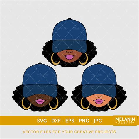 Afro Woman Cap Low Digital Svg Dxf Eps Png  Melanin Black Woman Svg Afro Woman Black Girl