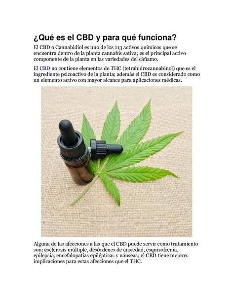 Calam O Qu Es El Cbd Y Para Qu Funciona