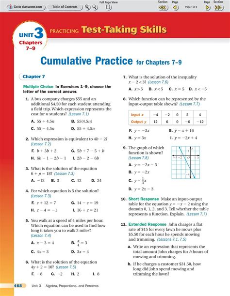 Chapter 9 Cumulative Test Holt Algebra 1