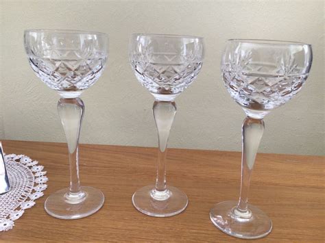 Royal Brierley Crystal Hock Wine Glasses Bruce Pattern Hand Etsy