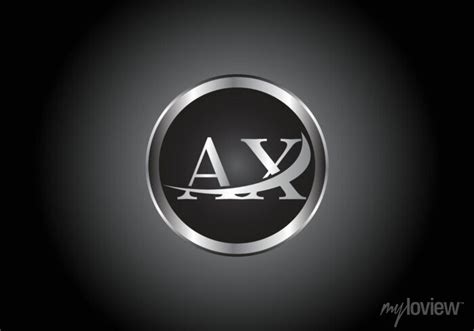 Silver Letter Ax Metal Combination Alphabet Logo Icon Design Posters