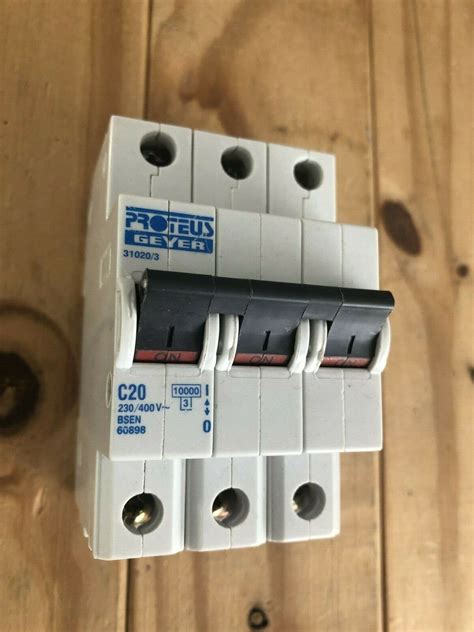 Proteus Mcb Triple Pole Phase Breaker Type C A Geyer