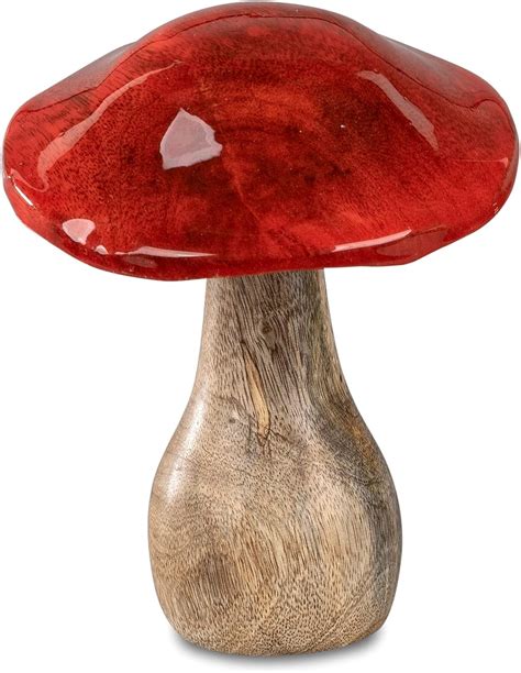 Dekojohnson Deko Fliegenpilz Pilz Figur Aus Mango Holz Herbstdeko Zum