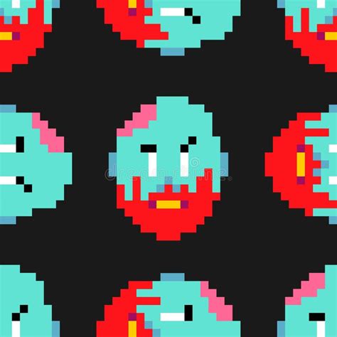 Zombie Pixel Art Pattern Seamless Zombies Head And Brain Background