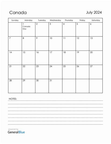 July Calendar Canada Printable Pdf Free Adella Leticia