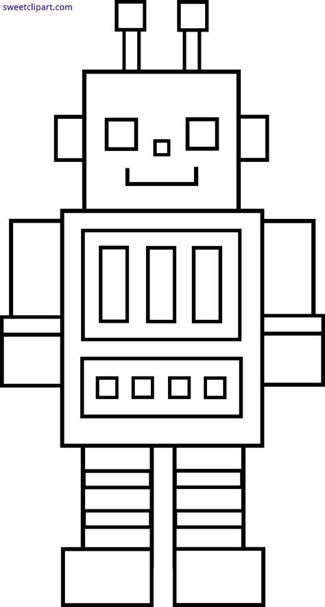 Cute Robots Clipart Black And White