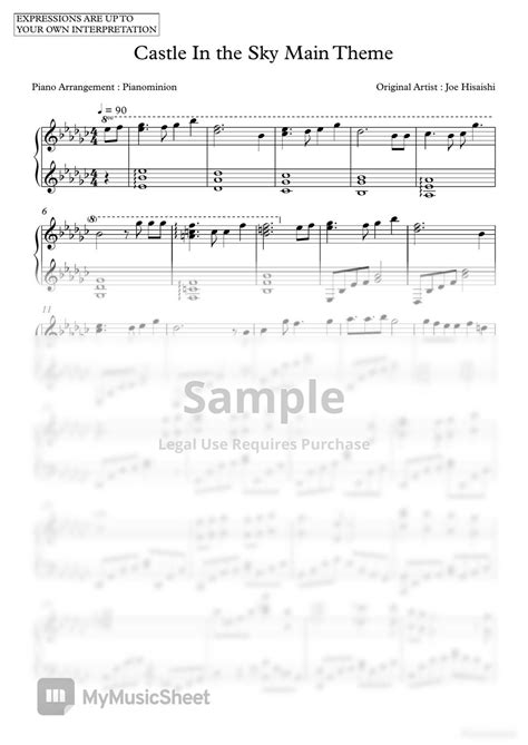 Joe Hisaishi Castle In The Sky Main Theme Sheets By Pianominion