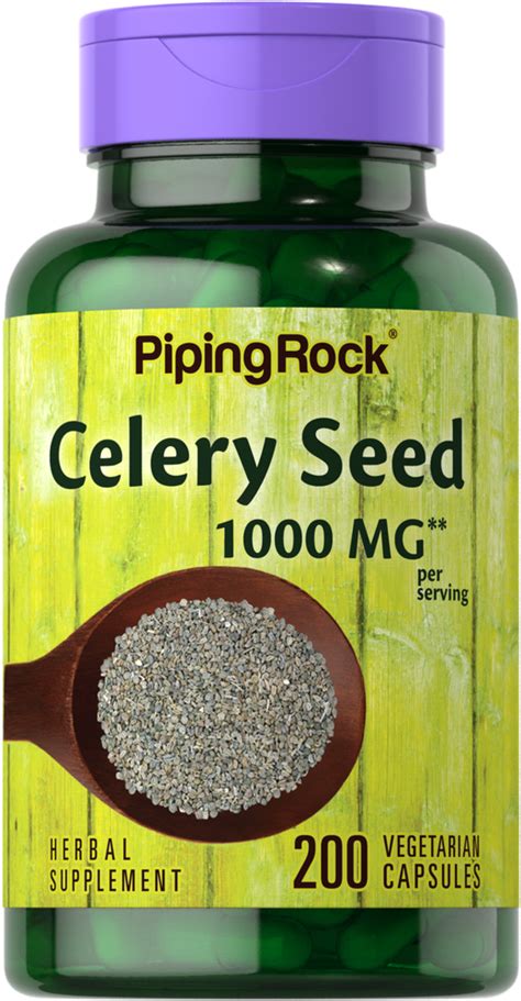 Celery Seed Extract 1000 Mg Per Serving 200 Vegetarian Capsules Pipingrock Health Products