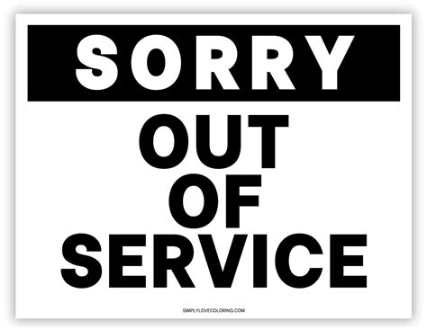 Out of Service Printable Sign (Free PDF Download) - Simply Love Coloring