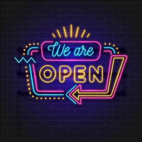 Free Vector Neon We Are Open Sign