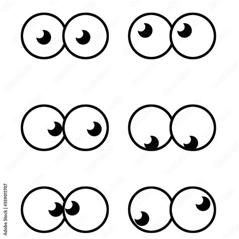 Set of comic eyes with different expressions of emotions. Look up, down ...