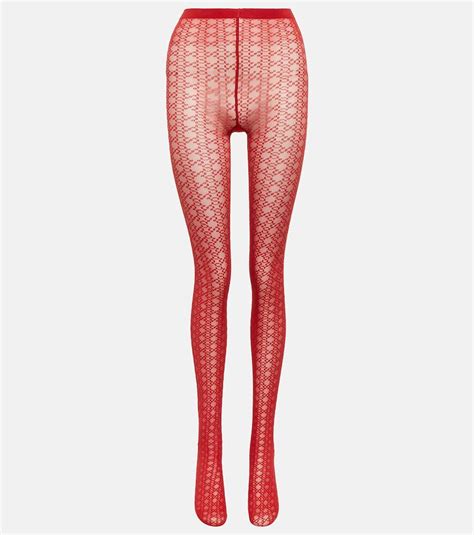 Wolford X Simkhai Intricate Sheer Tights Red Editorialist