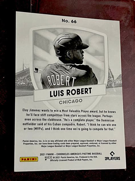 Luis Robert 2021 Panini Chronicles America S Pastime 66 Chicago