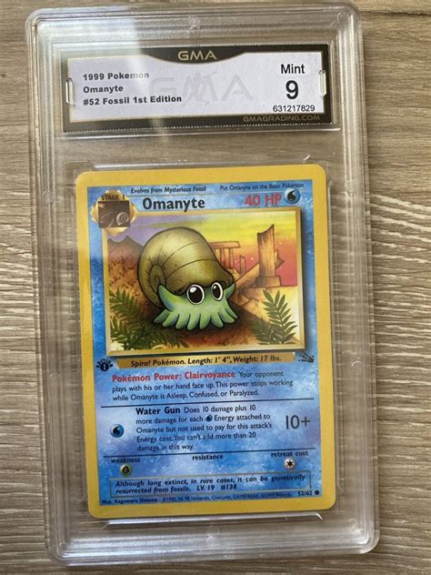 Graded Card Psa Base Pokemon Cga Omanyte St Edition Fossil Ac