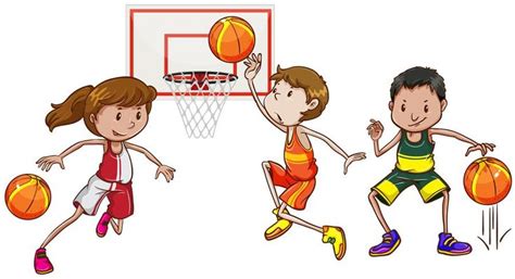 Tres Personas Jugando Baloncesto Basquetbol Animado Baloncesto Arte