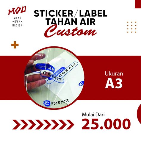 Jual Cetak Stiker Label Tahan Air Bahan Pvc Uk A Min Order