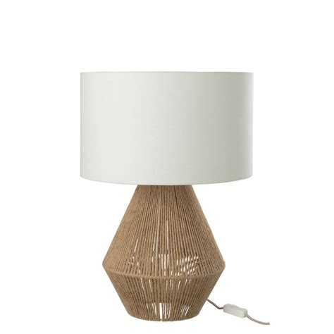 Lampe De Table Rustique Blanche Et Beige Jolipa String Lampesenligne Fr