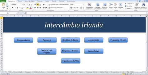 Planilha Planejamento Intercâmbio Planilhas Prontas