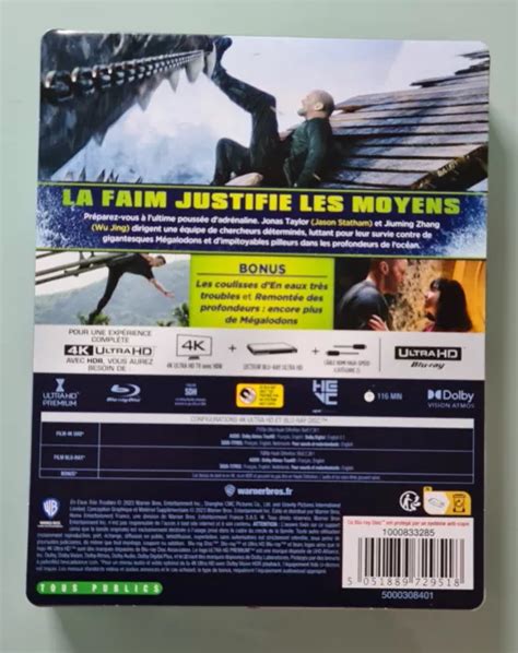 STEELBOOK EN EAUX Tres Troubles Jason Statham 4K Ultra Hd Blu Ray 2D