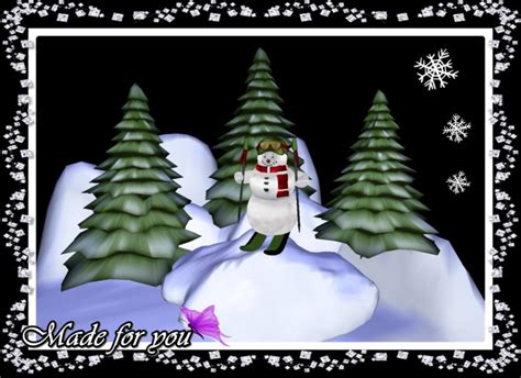 Second Life Marketplace - Winter scene - snowman skiing