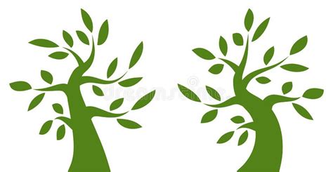 Logo Verde Organico Dell Albero Emblema Di Eco Ecologia Illustrazione