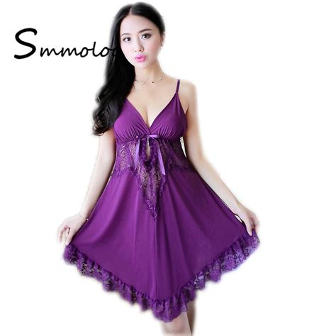 Smmoloa Sexy Cozy Nightgown Soft Lace Nightdress Oversize Women Sexy