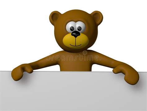 Teddy Bear Holding A Blank Sign Stock Vector Illustration Of Happy