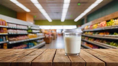 Empty wooden table with beautiful supermarket background ...