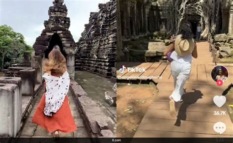 Tourists Play Temple Run In Cambodia S Angkor Wat Temple Sparking