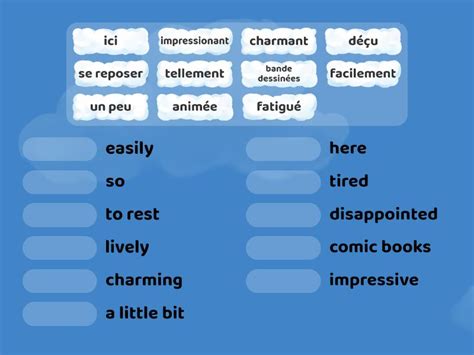 Y10 A 1 2 Vocabulaire Pour Comprendre Le Texte Match Up