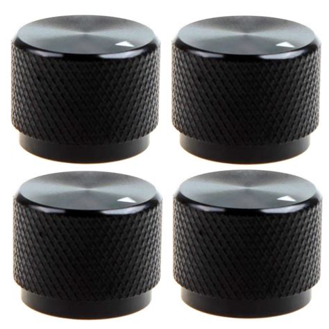 4PCS Solid Machined Metal Amplifier Knob Black Aluminum Rotary Control