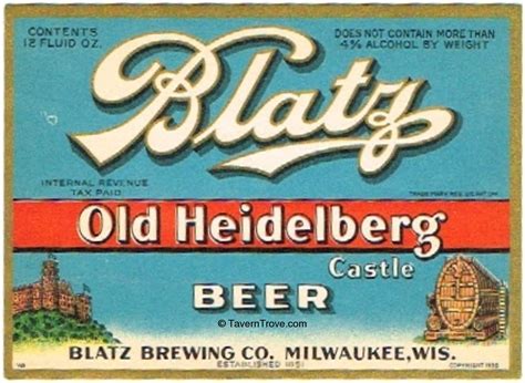 Item 23684 1935 Blatz Old Heidelberg Castle Beer Label Wi288 61v0