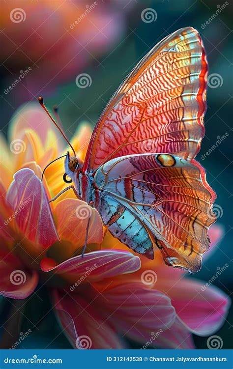 Beautiful Butterfly On Flower Petals In Colorful And Highly Detailed