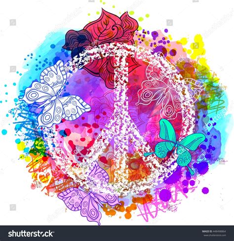 Peace Hippie Symbol Over Colorful Background Stock Vector (Royalty Free ...