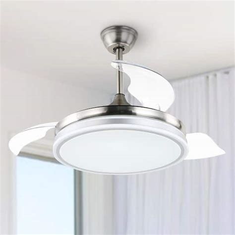 Bella Depot 42 In LED Chrome Retractable Ceiling Fan With Light And