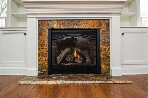 Rainforest Brown Granite Fireplace Surround Traditional Living Room