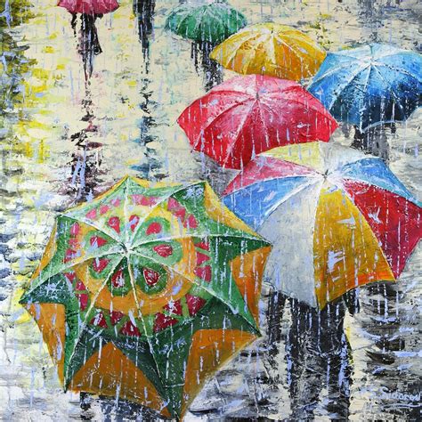 Umbrellas Painting In Oil By Stanislav Sidorov In 2019 Rain Painting Umbrella Painting