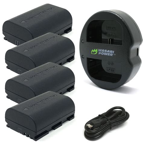 Canon Lp E6 Lp E6n Battery 4 Pack And Dual Charger By Wasabi Power