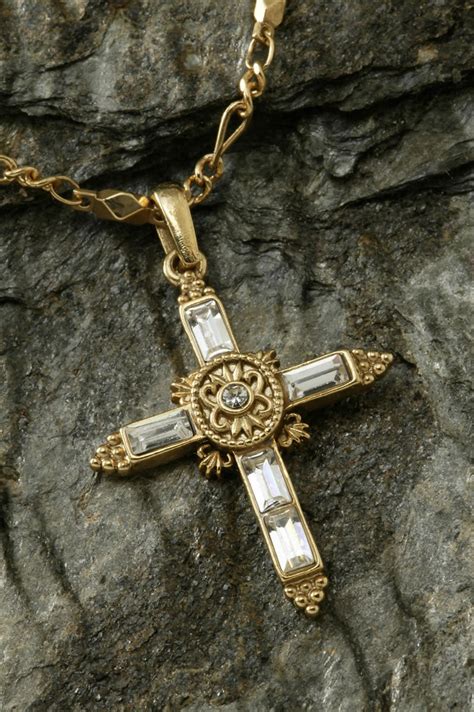 Elegant Crystal Cross Gold Necklace Celebrate Faith