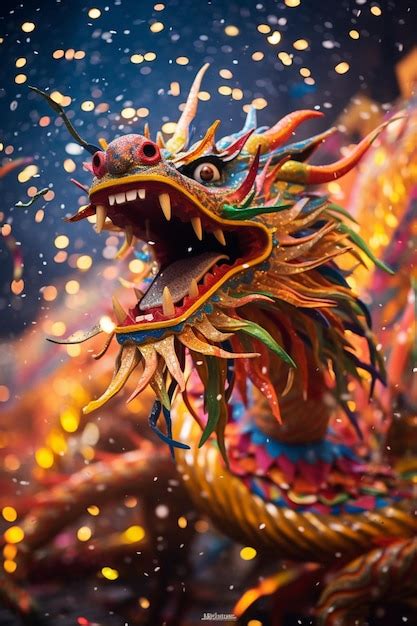 Premium Photo | A dynamic photo of a Chinese dragon parade