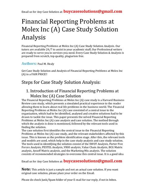 Calaméo Financial Reporting Problems At Molex Inc A Case Study