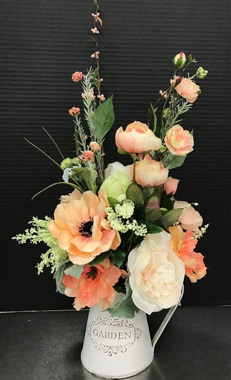 Spring Peaches In Pitcher By Andrea Artificial Floral Arrangements